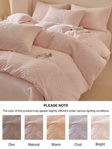Bộ chăn ga gối đệm polyester họa tiết lá hồng 2/3 chiếc, Bộ chăn ga gối đệm trẻ em hiện đại, dễ thương cho mọi mùa, Bộ chăn ga gối đệm thanh thiếu niên, Mềm mại & thoáng khí, Có thể giặt bằng máy (1 vỏ chăn + 1/2 vỏ gối) - Hồng - Xem 6