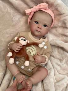 Bettie Doll head 1-4 1 PC 18 Inch Full Silicone Vinyl Bettie Reborn Girl Baby Doll Handmade Baby Newborn Doll With Painted Hair(Include Monkey Toy) - Reborn Girl - View 5