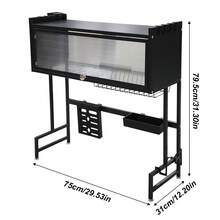 Space-Saving Over The Sink Dish Drying Rack - Covered Above Sink Dish Shelf - Black - View 2