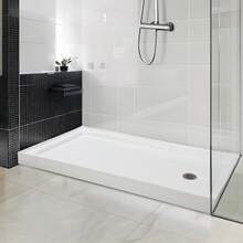Shower Base  With Stainless Steel Drain, Shower Pan & Tray With Non-Slip Texture, Left/Right Drain - White - View 6