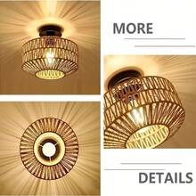 1pc Wicker Lamp Shade, Small Lamp Shade (Shade Only), Vintage Small Rattan Lamp Shade Replacement, Suitable For Floor Lamp, Pendant Light, Table Lamp, Wall Lamp, Christmas Gift, Living Room Lighting, Desk Lamp - Multicolor - View 7