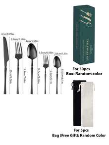 5pcs/30pcs Stainless Steel Cutlery Set, Creative Waist Design,High-Quality Stainless Steel Cutlery Set, Including Fork, Knife, Spoon, Teaspoon, Fruit Fork, Colored Stainless Steel Cutlery Set, Black Stainless Steel Cutlery Set - Multicolor - View 7