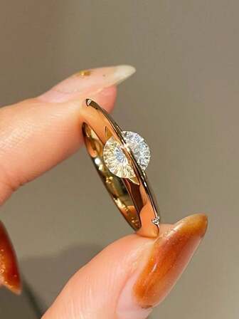 1 pieza Anillo de órbita del planeta con circonita brillante de plata de ley 925, adecuado para uso diario de mujer, estilo versátil, apropiado para decoración de fiestas, joyería exquisita, gran regalo para damas