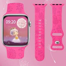 Omen's And Men's I Fashion Dandelion And Cat Laser Carved Monochrome Silicone Watch Bring A 38mm 40mm 41mm 45mm 44mm 42mm 49mm Belt, Soft And Comfortable Breathable Wristband Replacement Strap, With Ultra Series 9/SE/8/7/6/5/4/3/2/1 Bracelet Accessories - Smoke Purple - View 15