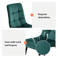 117cm Dining Table Set With 4 Chairs, Rectangular Dining Table, Modern Kitchen Table Set, Dark Green Velvet Dining Chair, Black Table Legs - Green + MDF - View 5