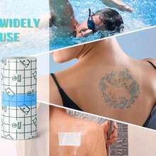 1 Roll Transparent Self-Adhesive Bandage, Waterproof Tattoo Care Bandage Roll, Skin Dressing, Suitable For Swimming And Tattoo Care - Blue - View 5