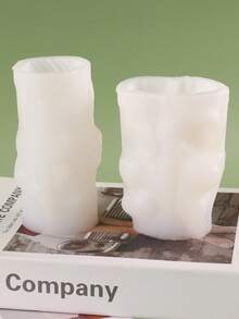 波浪柱香薰蜡烛模具 DIY 几何圆柱香薰石石膏模具 - 白色 - 查看 4