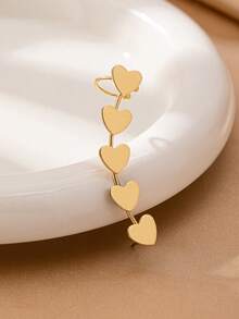 1件时尚优雅五边形长款吊坠耳环，适合女性日常及派对佩戴。 - 金黃色心型耳環耳夾 - 查看 7