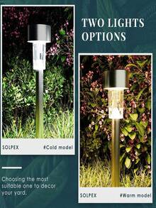 Luces solares para jardín, paquete de 10 luces solares, luces de estaca para jardín, luces LED impermeables para caminos, luces solares, ideales para pasarelas, césped, patios, jardines, piscinas - Blanco - Ver 7