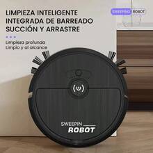 Robot limpiador 3 en 1: aspiradora y trapeador, succión potente, 60 min de autonomía, delgado, bajo nivel de ruido, ideal para pelo de mascotas, suelos duros y limpieza diaria, cambio automático de dirección al encontrar obstáculos - barrido aleatorio, batería de litio de 400 mAh, carga por USB, limpiador de pelo de mascotas - Multicolor - Ver 4