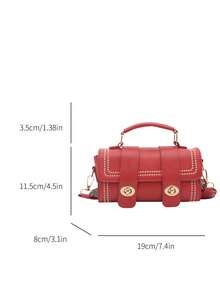1pc Mini Retro Cylinder Handbag For Women, Daily Use (With Furry Accessory) - Red - View 3