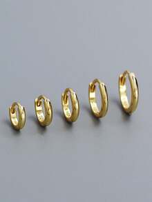 FOREVER QUEEN 1对S925纯银小耳环，轻巧精致，14K白金镀层，迷你耳骨穿孔耳夹，耳环耳钉，男女通用，尺寸5mm/6mm/7mm/8mm/Pmm