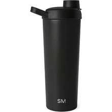 Botella agitadora de acero inoxidable GSYY con bola de 24 onzas, vaso metálico industrial para mezclar bebidas, batidos y pre-entrenamiento, colección Rally, negro medianoche - Blanco y Negro - Ver 2