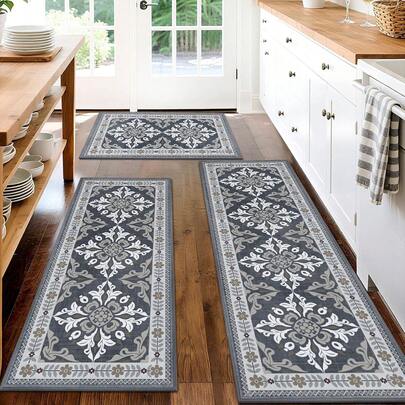 20"X32" + 20"X48" + 20"X59" Non-Slip & Washable Kitchen Rugs, Boho Style Absorbent Floor Mats, Standing Desk Pads Suitable For Farmhouse Kitchen Decor, Entryway, Laundry Room, Hallway