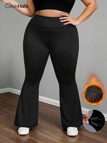 Leggings de yoga de talla grande con vuelo de tela de punto para mujeres - Cintura alta con control de abdomen y levantamiento de glúteos y pantalones de yoga que moldean el Body | Pantalones deportivos a prueba de sentadillas con estiramiento en 4 direcciones sin costuras para gimnasio, yoga, pilates, correr, ciclismo