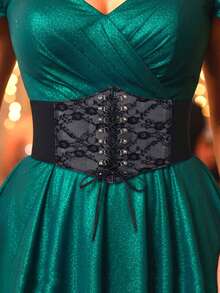 1件女士文艺复兴风格配饰暗黑哥特式透明蕾丝腰带，适合万圣节派对或日常穿着 - 黑色 - 查看 3