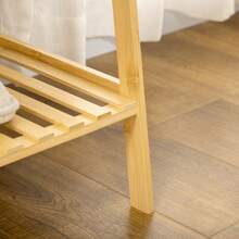 HOMCOM Wardrobe With 2 Shelves, 2 Hooks And 1 Bamboo Clothes Rail - Dimensions 114L X 40W X 139H Natural Wood - 1 - View 3