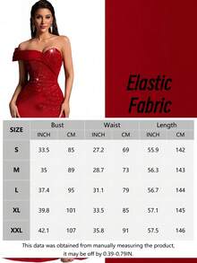 IBTRLY Elegantes Abendkleid mit dehnbarem Stoff, Herzausschnitt, Pailletten und seitlichem hohem Schlitz für Partys, Hochzeiten und Silvester (Größe fällt groß aus, Kunden werden empfohlen, die Größentabelle beim Bestellen zu prüfen) - Bordeaux - Übersicht 12
