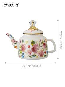 1pc Rose Enamel Teapot, Kettle, Large Capacity Teapot, Suitable For Gas Stove And Induction Cooktop, Universal Tabletop Decorative Enamel Teapot - Rose Enamel Pot - View 16