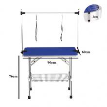 Professional Folding Grooming Table For Dogs And Pets, Adjustable Arm, Heavy Duty, Portable Arm, Leash And Mesh Shelf And Rubber Mat BLUE WL - 1 - View 7