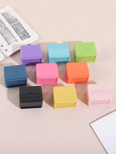 1入組素色字母設計滾筒印章簡單便攜式信息遮光印章適用於家庭學校辦公室