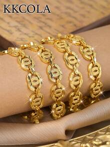 KKCOLA 1件时尚汽车花朵手链饰品，派对/节日礼物，日常佩戴饰品，适合送给爱人、妈妈、女儿 - 金黃色 - 查看 1