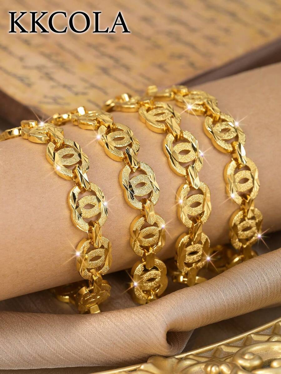 KKCOLA 1件时尚汽车花朵手链饰品，派对/节日礼物，日常佩戴饰品，适合送给爱人、妈妈、女儿 - 金黃色 - 查看 1