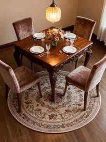 1pc Vintage Floral Round Area Rug, Rose Flower & Vine Pattern, Elegant & Cozy, Multiple Sizes Available, Soft Plush Material, Decorative Carpet For Bedroom, Living Room, Home Decor, Washable, Suitable For Autumn/Winter - Multicolor - View 8