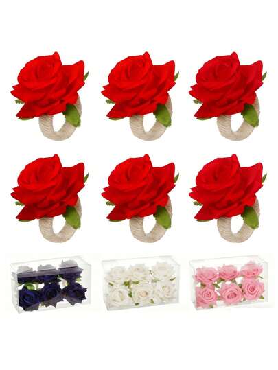 1 Stück Rosen Servietten Ring, geeignet für Hochzeit, Valentinstag Party Tischdekoration, Rosen Servietten Ring, Rosen Servietten Clip, Hotel Bankett Hochzeit Tisch Servietten Ring