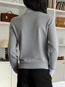 DAZY Women's Contrast Stripe Patchwork 2 In 1 Casual Cardigan - Grey - View 7