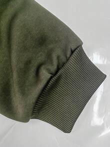 Hidkat 男士冬季保暖内衬卫衣，拉链印花口袋休闲卫衣，适合日常穿着 - 橄欖綠 - 查看 8