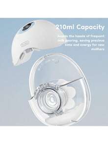 1个210毫升可穿戴式电动吸奶器，4种模式，变频模式，每种模式36种设置，低噪音防漏设计