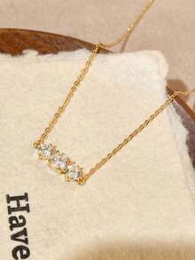 BALMORA 1款时尚百搭的S925纯银锆石吊坠项链，适合女性，母亲节、情人节、生日等节日礼物。 - 金色 - 查看 3