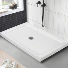 Shower Base  With Stainless Steel Drain, Shower Pan & Tray With Non-Slip Texture, Left/Right Drain - White - View 1