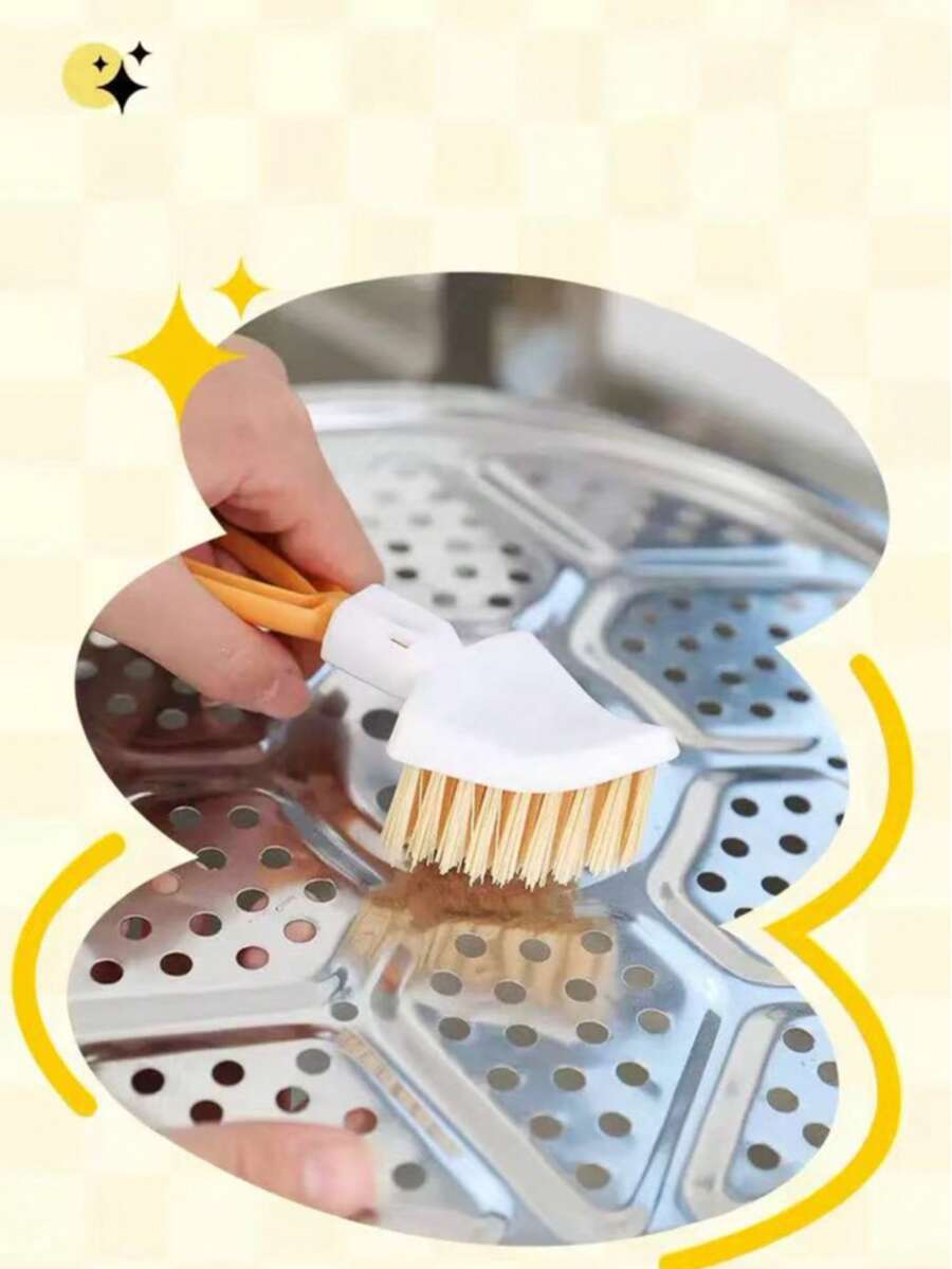 3pcs Folding Triangle Brush Set, Kitchen Sink Drain Cleaning Brush, Bathroom Tile Grout Scrub Brush - Multicolor - View 1