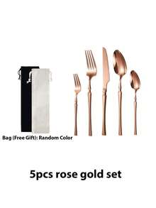 5pcs/30pcs Stainless Steel Cutlery Set, Creative Waist Design,High-Quality Stainless Steel Cutlery Set, Including Fork, Knife, Spoon, Teaspoon, Fruit Fork, Colored Stainless Steel Cutlery Set, Black Stainless Steel Cutlery Set - Multicolor - View 9