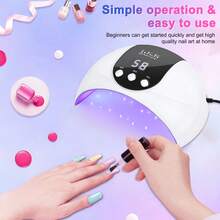 LKE 54W Nail Light, UV LED Light, UV Nail Dryer, Nail Curing Light For Gel Nails With Auto Sensor / 3 Timer Settings, Professional Nail Dryer Gel Polish Curing Light Nail Art Tools (White) - 黑與白 - 查看 6