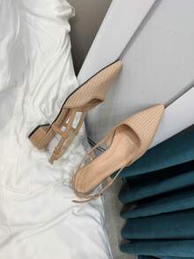 1 Pair Elegant Teenager High Heel Shoes With Ankle Strap, Versatile For Vacation, Festivals, Daily Wear - Camel - View 5