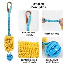 1个狗狗拔河玩具，多功能咀嚼玩具，配有橡胶球和柔软毛绒面条，适合训练小型、中型和大型犬。