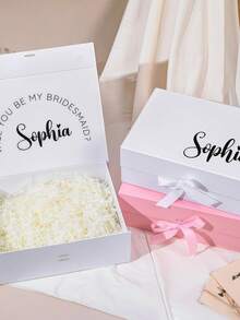 Personalized Magnetic Ribbon Gift Box, Customized Bridesmaid Invitation Box, Bride's Gift Box, "Will You Be My Bridesmaid?" Box, Wedding Gift Box - Multicolor - View 9