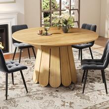 Extendable Dining Table, Kitchen Table, Balcony Table, Wooden Dining Table, Round Table That Extends To Oval, 118-158 Cm, Seats Up To 6, Wood Color - Camel - View 7