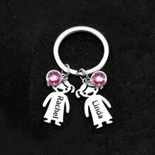 LICVIC 1 Móc khóa đá quý theo tháng sinh cá nhân hóa kèm tên, Móc khóa thép không gỉ cá nhân hóa cho nam nữ kèm mặt dây chuyền, Quà tặng móc khóa gia đình tùy chỉnh cho mẹ, Móc khóa tên tùy chỉnh, Quà sinh nhật, Giáng sinh, Halloween, Ngày của Mẹ, Ngày của Cha, Quà tặng cho các cặp đôi, cha mẹ, bạn thân, Móc khóa du lịch - Bạc - Xem 22