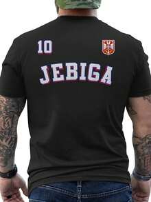 Jebiga Herren T-Shirt Serbischer Stolz - Black With Red-White Back Print, Lightweight Everyday Shirt To Celebrate Serbian Heritage - Machine Washable, Humorous Design, Comfortable Fit - Black - View 1