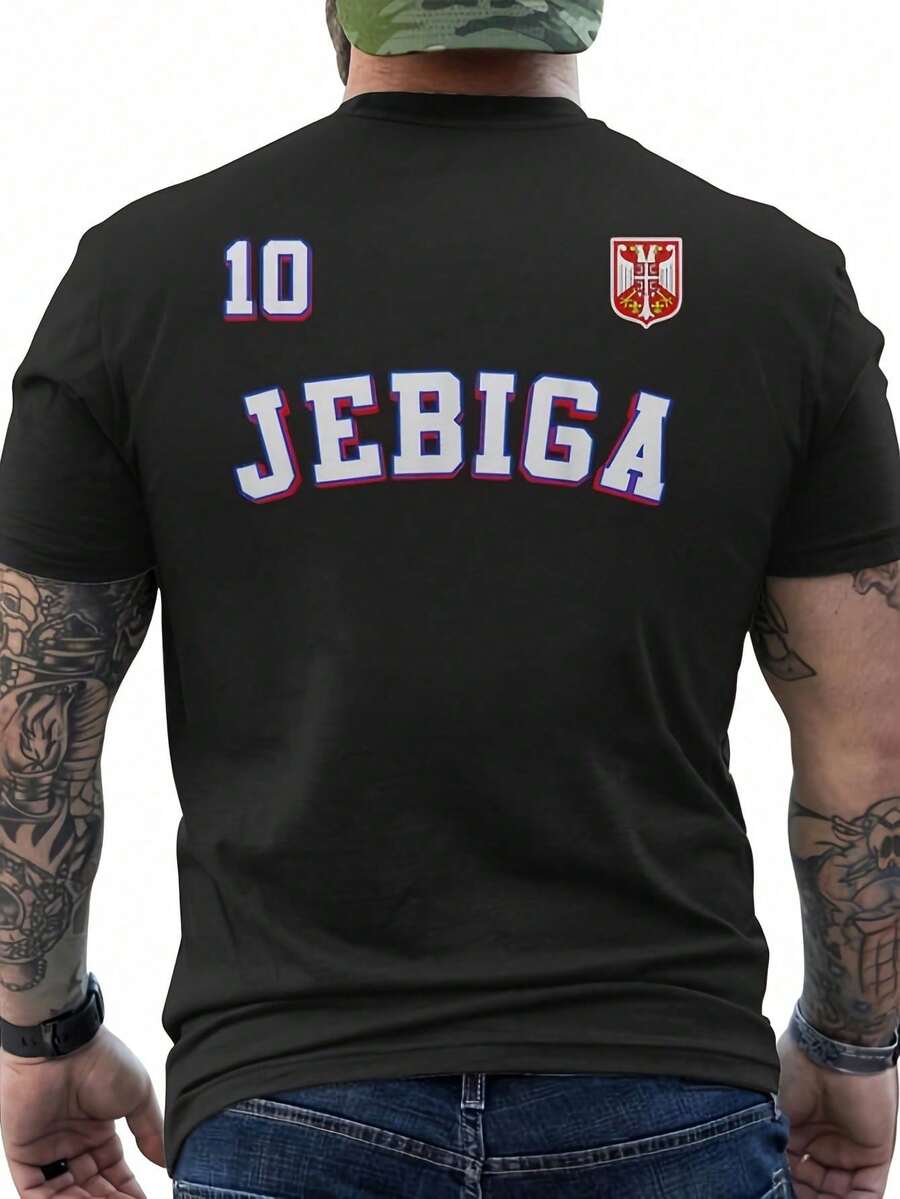 Jebiga Herren T-Shirt Serbischer Stolz - Black With Red-White Back Print, Lightweight Everyday Shirt To Celebrate Serbian Heritage - Machine Washable, Humorous Design, Comfortable Fit - Black - View 1