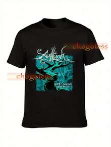 Édition limitée T-shirt de l'album The Mantle d'Agalloch V2 - T-shirt de groupe de heavy metal avec graphique bleu-vert, t-shirt de folk metal noir pour hommes, coupe régulière pour concert et usage casual, t-shirts de groupe de rock, qualité d'impression durable - Noir - Voir 6