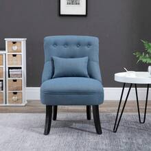 HOMCOM TV Chair, Relaxation Chair With Backrest Cushion And Raised Legs, Linen In Blue, 52.5x69x77cm, Comfortable For Living Room On Site. - 1 - 查看 8