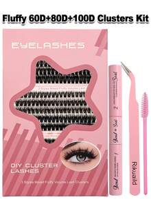 Rikuaild 300片装D型卷翘蓬松假睫毛套装（60D+80D+100D），8-16毫米混合长度，柔软自然，轻盈飘逸，魅力持久。套装包含睫毛胶、镊子和睫毛刷，适合日常使用、旅行、新手入门、婚礼、约会、派对、节日等场合，也是圣诞节/万圣节/送礼的理想之选。 - 彩色 - 查看 8