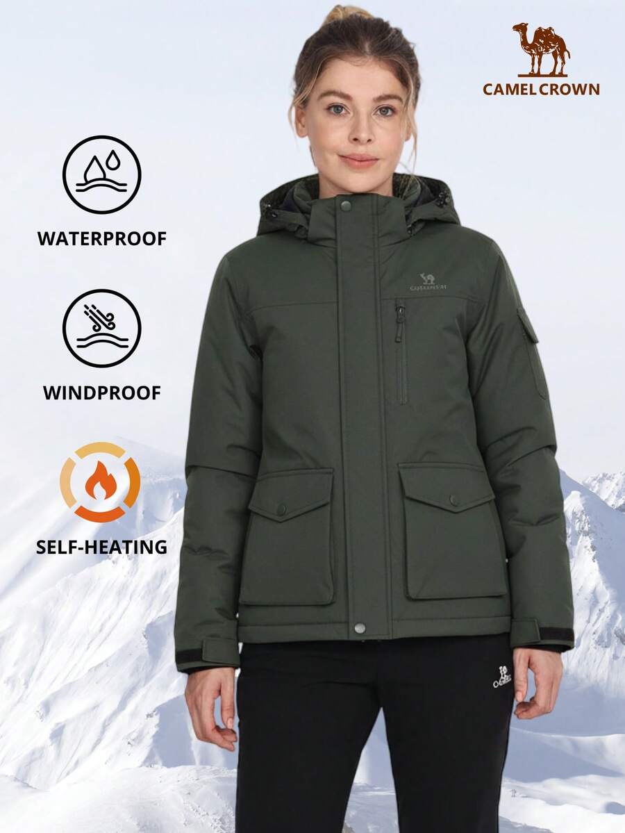 CAMEL CROWN Men's Ski Jacket Winter Warm Snow Coat Waterproof Windbreaker Hooded Work Outerwear Snowboarding Jackets - Green - View 1