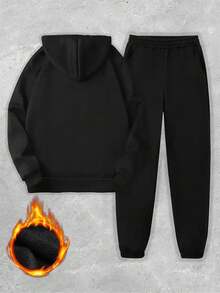 (2 PCS) Man Of God Hoodies 2 Set Festive MAN OF GOD Autumn And Winter Hooded Sweatshirt Set, New Men's Printed Hoodie, Men's Casual Sports Top, Drawstring Suit - 黑3 - 查看 2