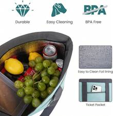 ZBEZBE ZEBZEB Insulated Cooler Tote Bags, Soft Totes With Top Zipper And Sided Pockets For Pizza Delivery, Grocery Shopping Travel Beach, Large Leak Proof Food Delivery Bag Frozen/Thermal Foods, Collapsible - 綠色 - 查看 2